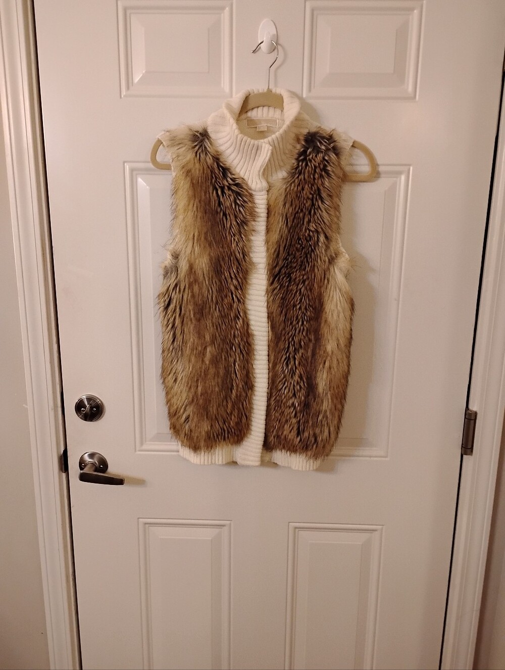 Michael Kors Sweater With Brown And Cream Faux Fur